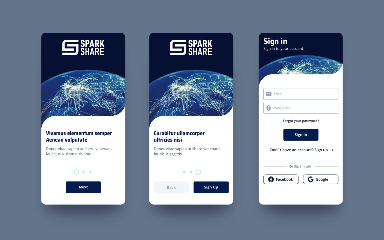 UI/UX Design Sparkshare App